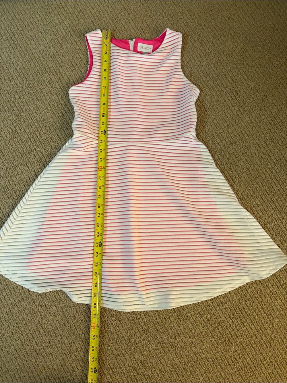 The Children's Place White Dress with Pink Stripes